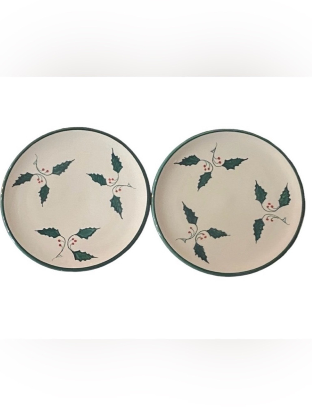 Cost Plus Set of 2 Festive Cake Plate with Holly Design. Spain.